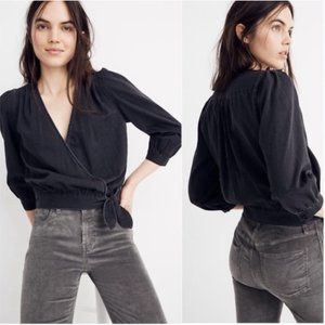 Madewell Wrap Top in Black Denim